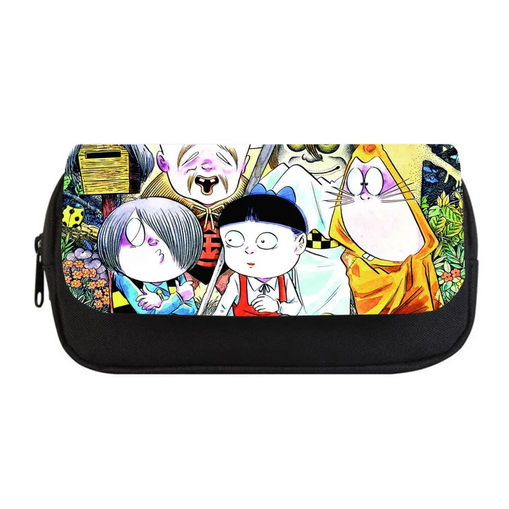 

anime GeGeGe no Kitaro Pencil case Stationery Bag Child Double Zipper Large Capacity Student Cartoon Pencil box Women Makeup Bag