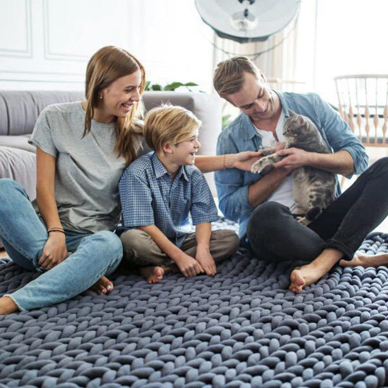 Одеяло ручной работы из синели грубая пряжа шерстяное одеяло со льдом утепленное