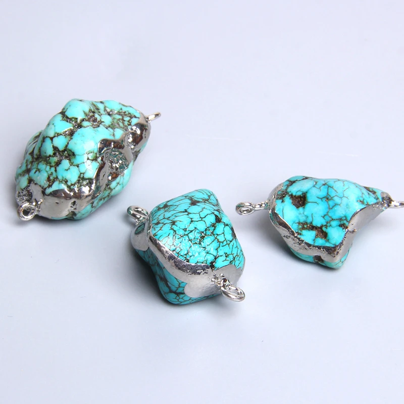 Подвеска из натурального голубого орнамента необычное украшение с двумя