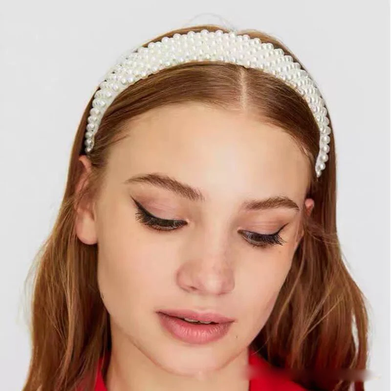 Элегантная Женская повязка на голову с жемчугом для девушек заколка волос цвета