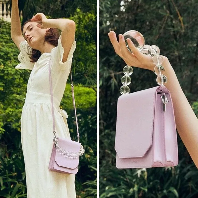 Сумка на ремне PUOU сумочка с ручками и цепочкой аксессуары жемчужная сумка