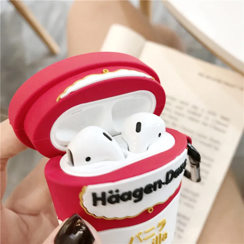 3D HAGEN Dazs Мороженица коробочка для мороженого кожа Чехлы наушников Apple Airpods 1/2