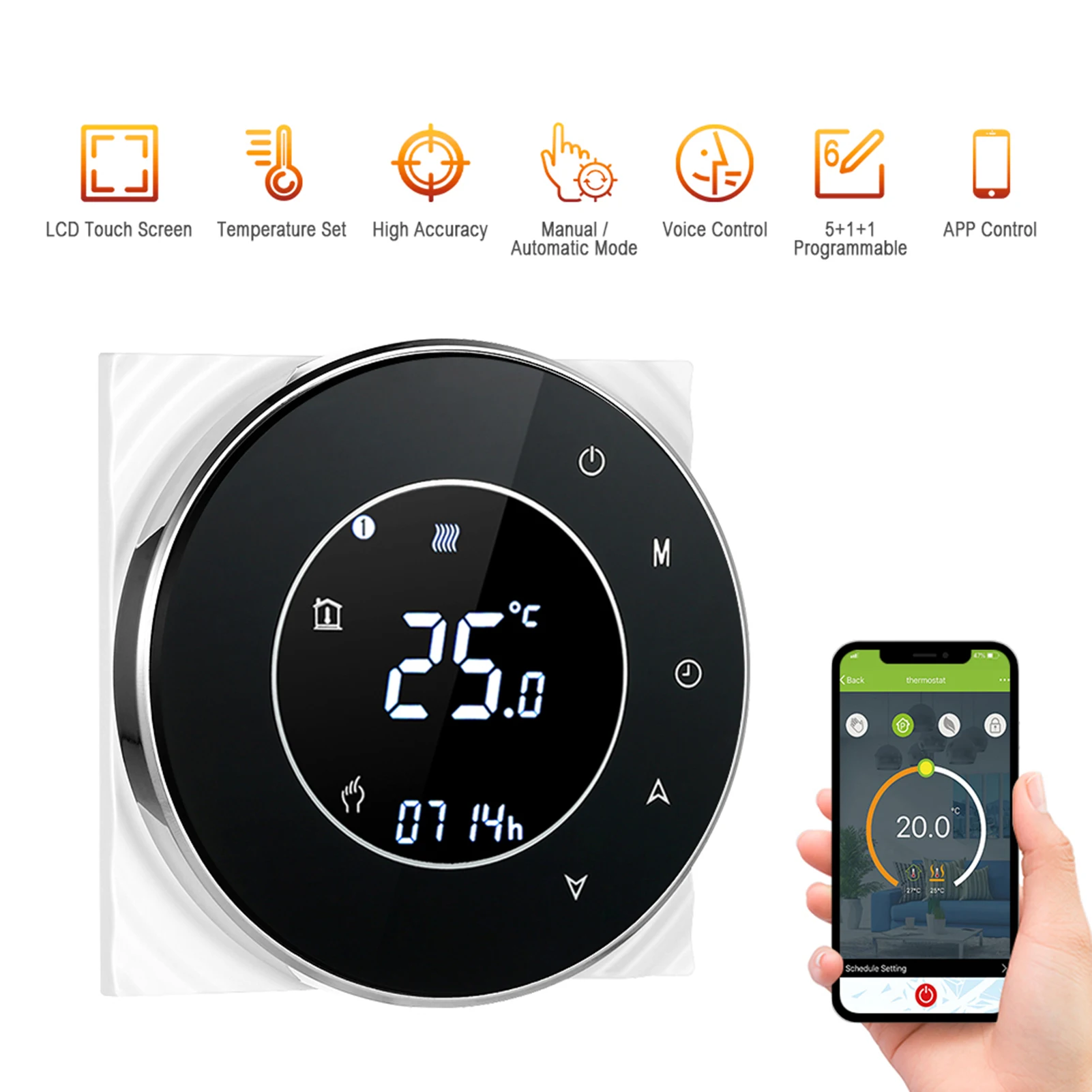 

Смарт-термостат программируемый с поддержкой Wi-Fi, 95-240 В