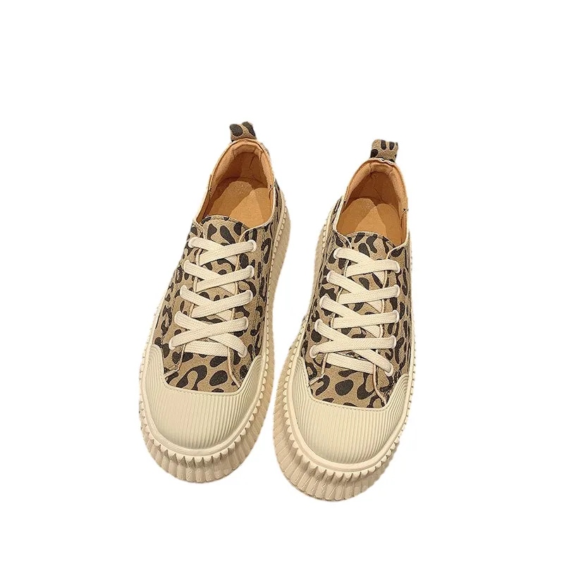 

Round Toe Casual Woman Shoe Female Footwear Modis Clogs Platform Dress 2021 Cross Creepers New Espadrille Leopard Cross-tied Lac