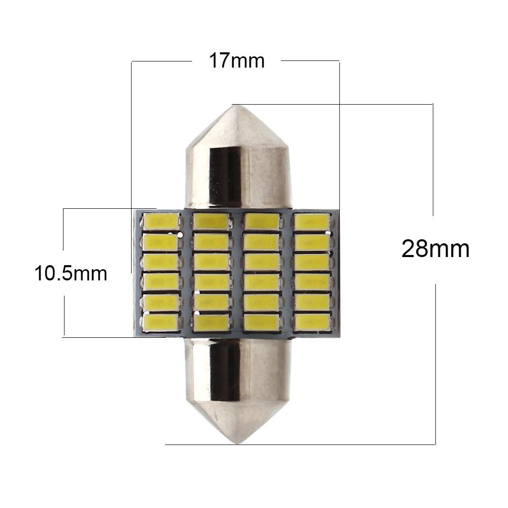YM E-Bright 4 шт. C5W Автомобильный светодиодный 28 мм 31 мм 3014 24 SMD 24 светодиодный 6500K лампы для дверных фонарей, гирлянда, купольный светильник, внутреннее освещение