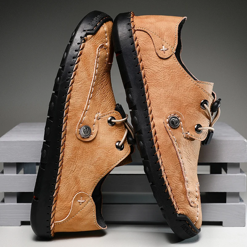 Кожаная обувь для мужчин Повседневные Лоферы высокого качества Дышащая Новинка