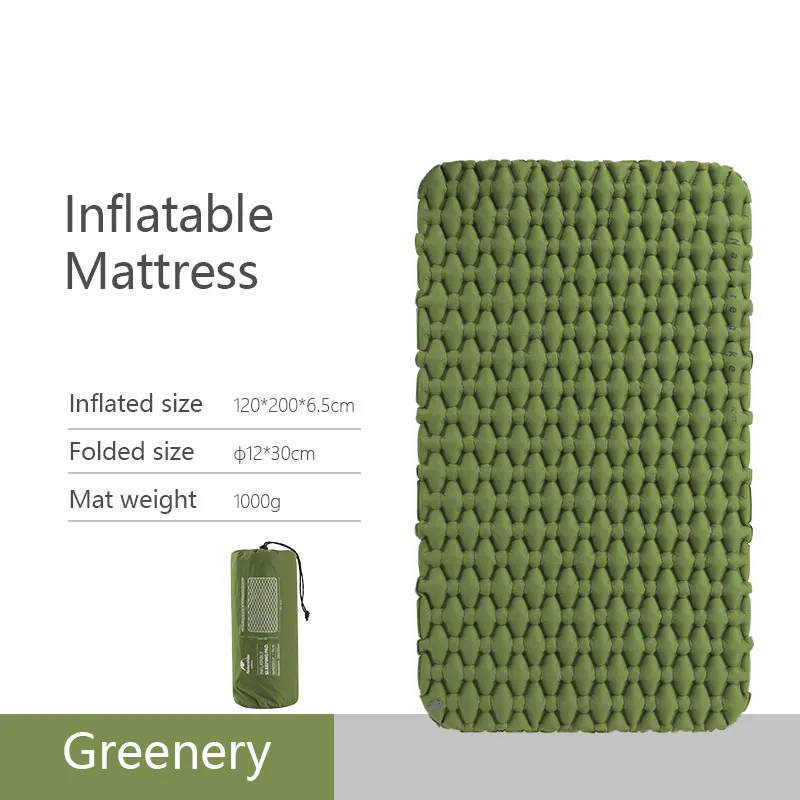 Green Naturehike легкий влагостойкий воздушный матрас нейлоновый ТПУ спальный коврик надувной матрас походный коврик для 2 человек NH19Z055-P - Цвет: Green