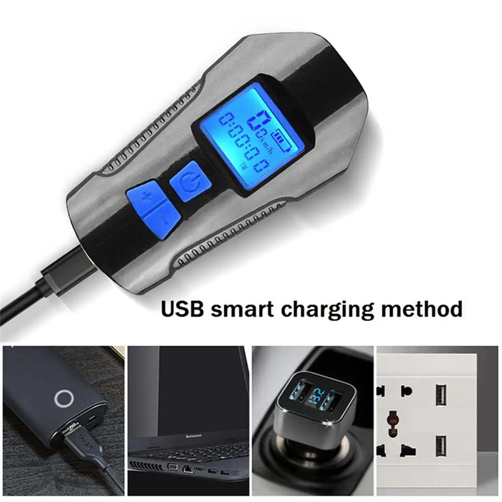 

Bike Light 4 Modes USB Rechargeable LED Bicycle Headlight Bike Horn LCD Display Speedometer for MTB Bike Accessory