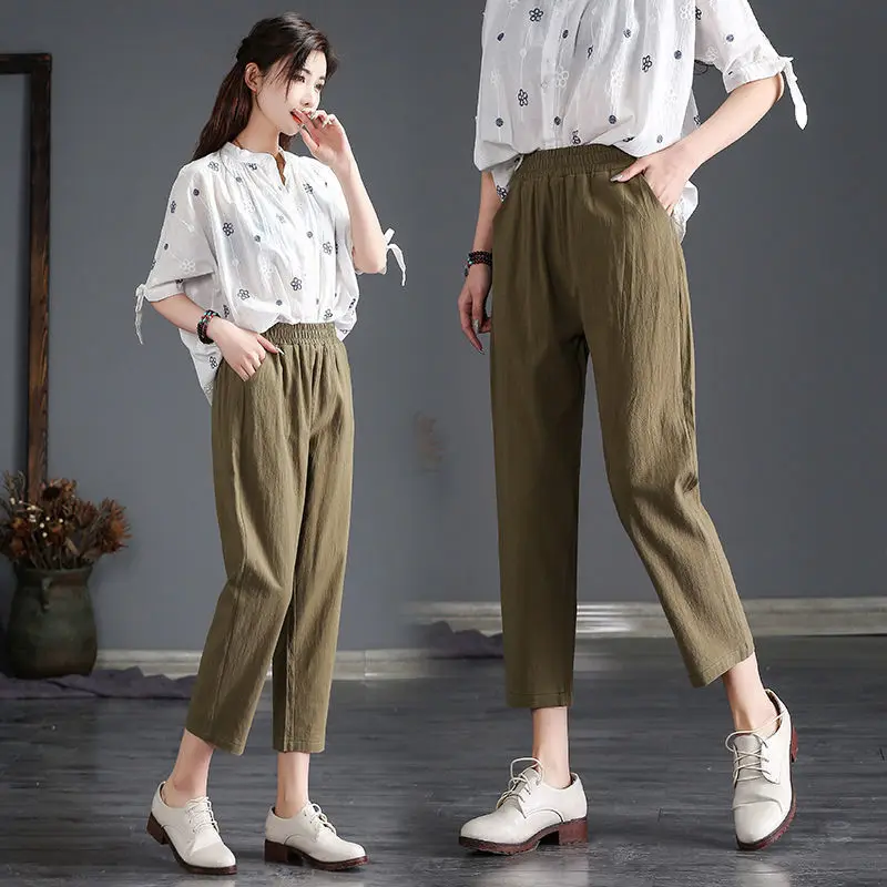 

Casual Pants Women's 2021 Spring and Summer Thin Loose and Versatile Legged Harem Pants Women's Large Nine Point Radish Pants