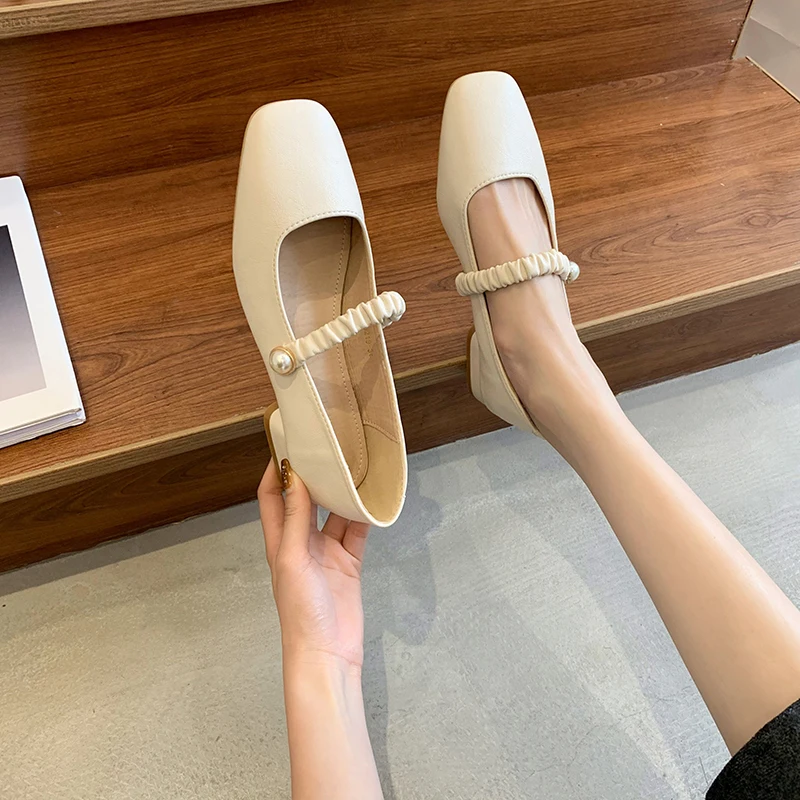

Elegant Shoes On Heels 2021 Fashion Women's Female Footwear All-Match Square Toe Shallow Mouth Modis Comfortable Dress New Low