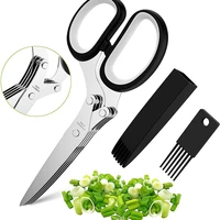 muti layers stainless steel knives multi layers kitchen scissors herb scallion onion cutter herb laver spices cook tool cutter