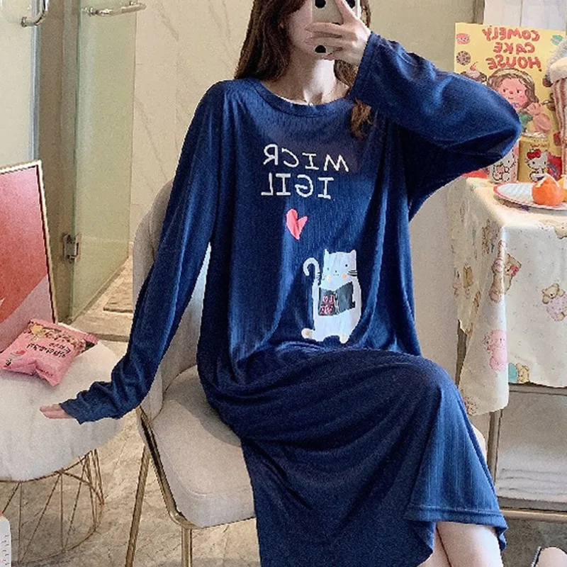 

Cute Printed Nightdress Long Sleeve Homewear 2020