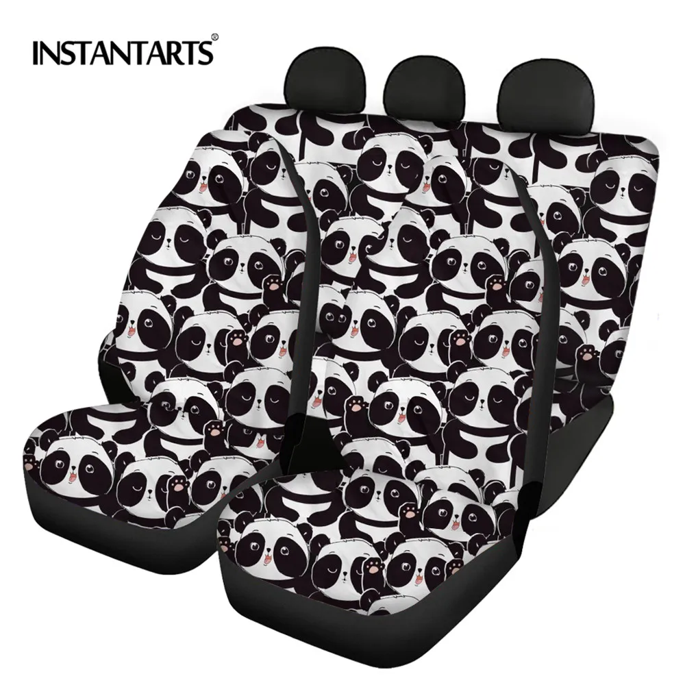 

INSTANTARTS Baby Panda Pattern Car Interior Decor Set of 5 Front and Back Car Seat Covers Easy to Install Vehicle Seat Covers