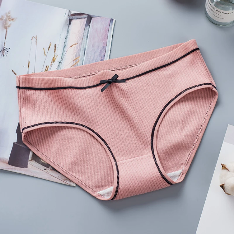 pink 1 шт., сексуальные трусики с завязками, полосатые трусики с бантом, женское нижнее белье с низкой посадкой,, хлопковое хипстерское белье 25 - Цвет: pink
