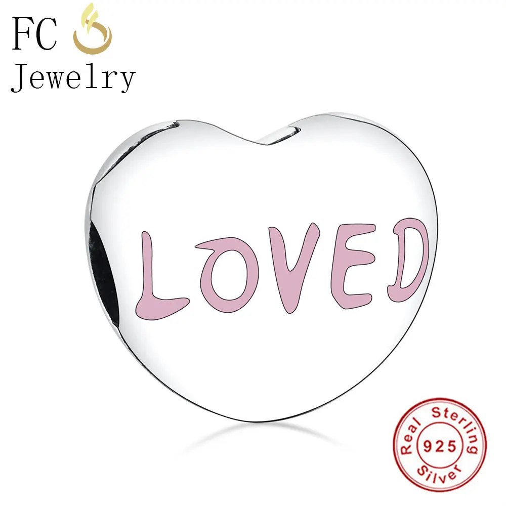 FC ювелирное изделие, браслет Pandora, 925 серебро, сердце, цветок, эмаль, цирконий, замок, фиксатор, бусина, рефлексион, Berloque - Цвет: FC1020