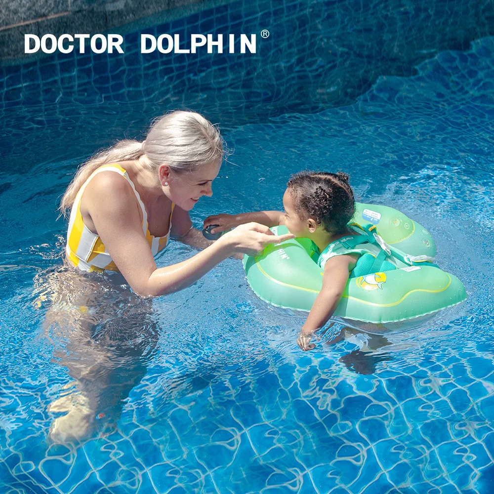 

Doctor Dolphin Baby Inflatable Swim Ring, 54X54 CM Baby Floats Toys, Floaties for Toddlers with Trouser Pocket (Powder Green)
