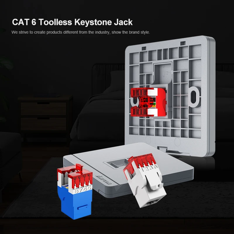 AMPCOM Cat6 Cat5e 180-градусный пробойник Keystone Jack модуль вставка Ethernet UTP для стеновой