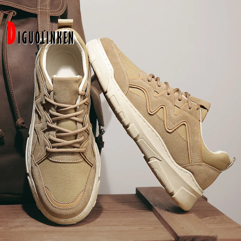 

Classic Men Shoes Outdoor Breathable Mesh Men Casual Shoes Summer Lace-up Sneaker Men Comfort Tooling Jogging Khaki 2021