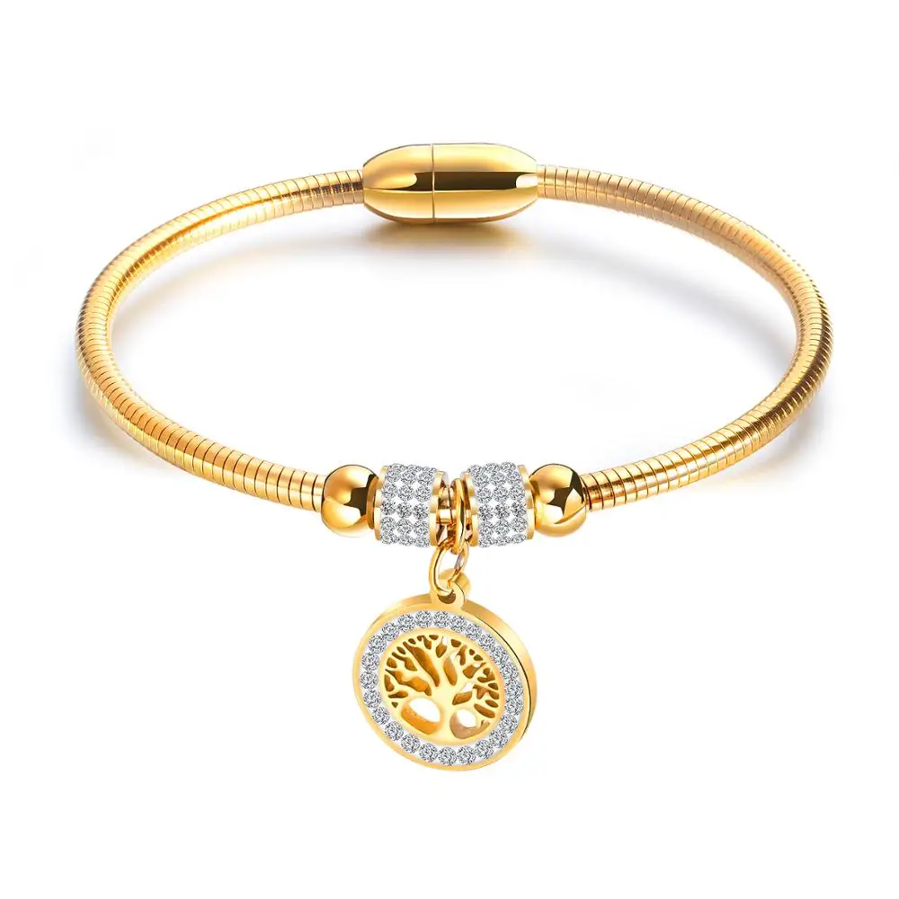 Высокое качество Роскошный Золотой женский браслет Классическая ЖИЗНЬ Дерево