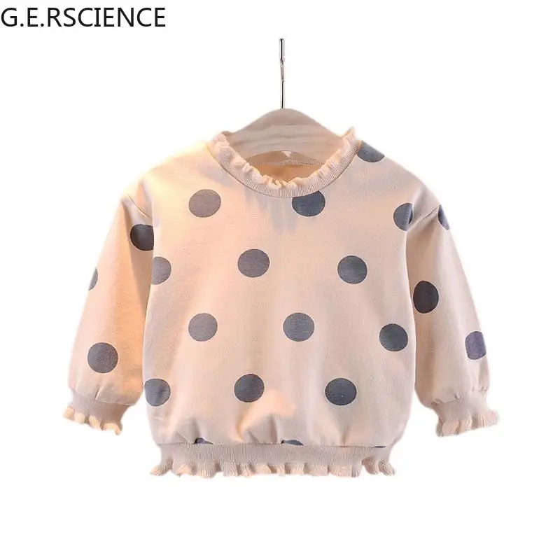 

2021 Girls Sweatshirt Spring and Autumn Children's Hoodie Kids Long Sleeve T-shirt Hoodie Sweater Polka Dot