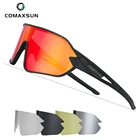 Поляризованные велосипедные очки COMAXSUN, 5 линз, спортивные зеркальные солнцезащитные очки для горных велосипедов, Anti-UV400 очки для езды на велосипеде