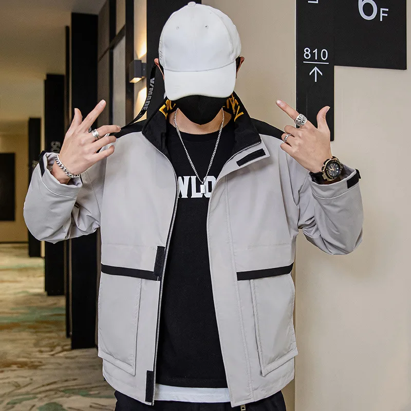 

2020 spring new casual letter embroidery ins tide brand loose top coat men's jacket