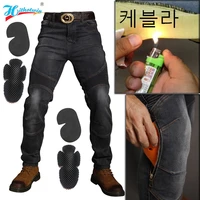 fireproof and wearable motorcycle jeans trousers casual mens blue motorbike pants aramid black motocross road knee protective