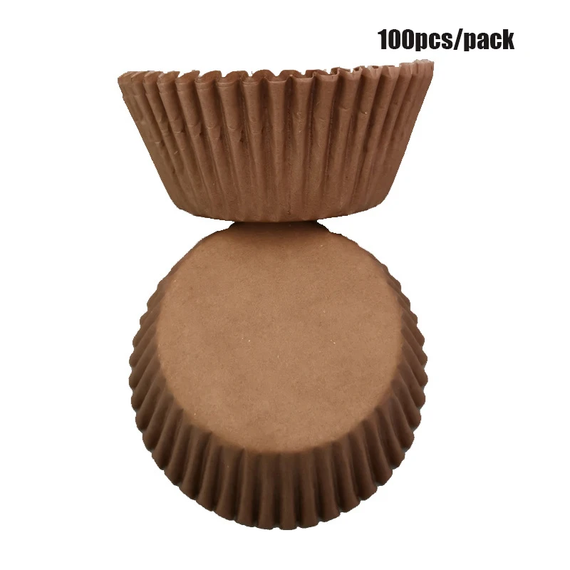 LINVIERLOVE 100 шт. твердая коричневая оболочка для кексов бумажная чашка выпечки