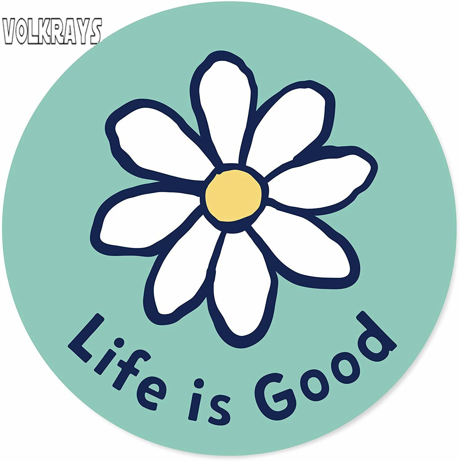 Volkrays модные автомобильные наклейки Life is Good Circle Daisy Teal аксессуары Светоотражающие