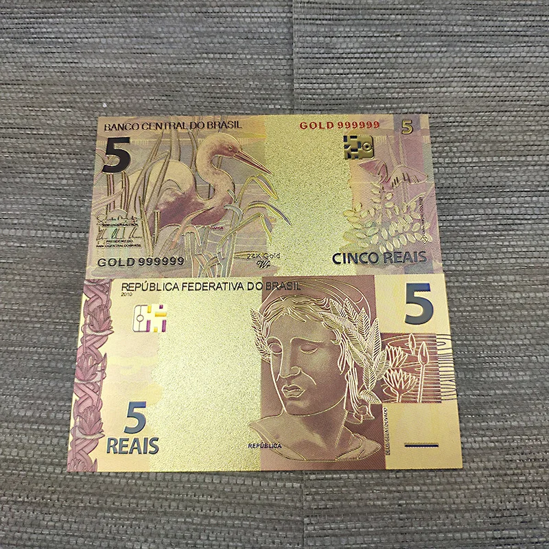 1 шт. Бразилия Bankno 5 Reyals Золотая спиральная платформа для банкнот поделки золотое
