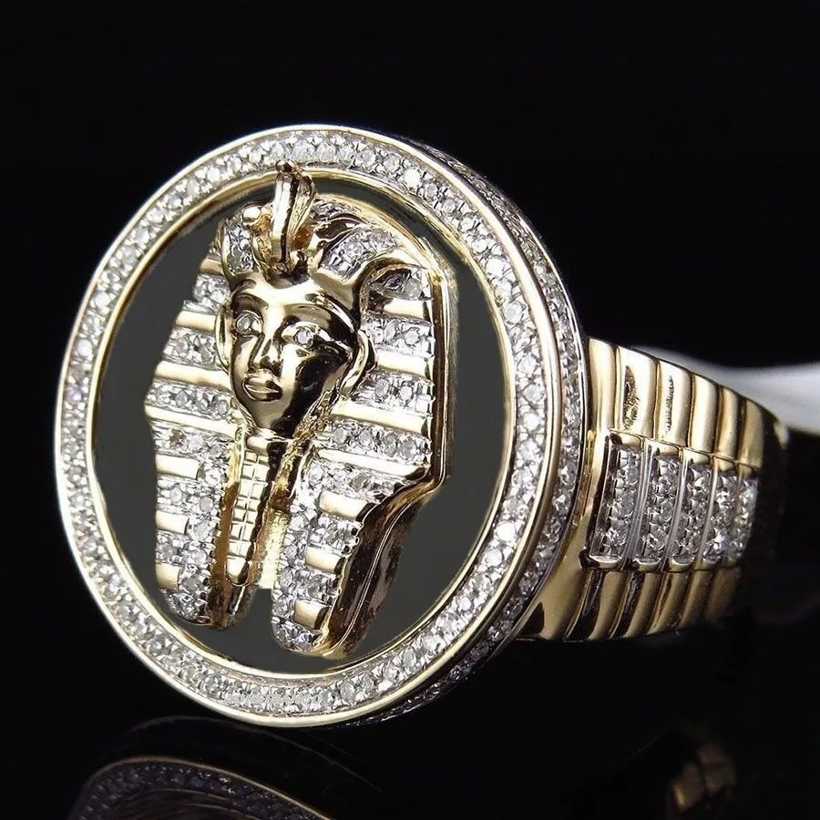 Модные панк рок хип хоп Египетский Король Tutankhamun Золотое кольцо винтажная личность вечерние кольца на годовщину для мужчин и женщин ювелирные изделия