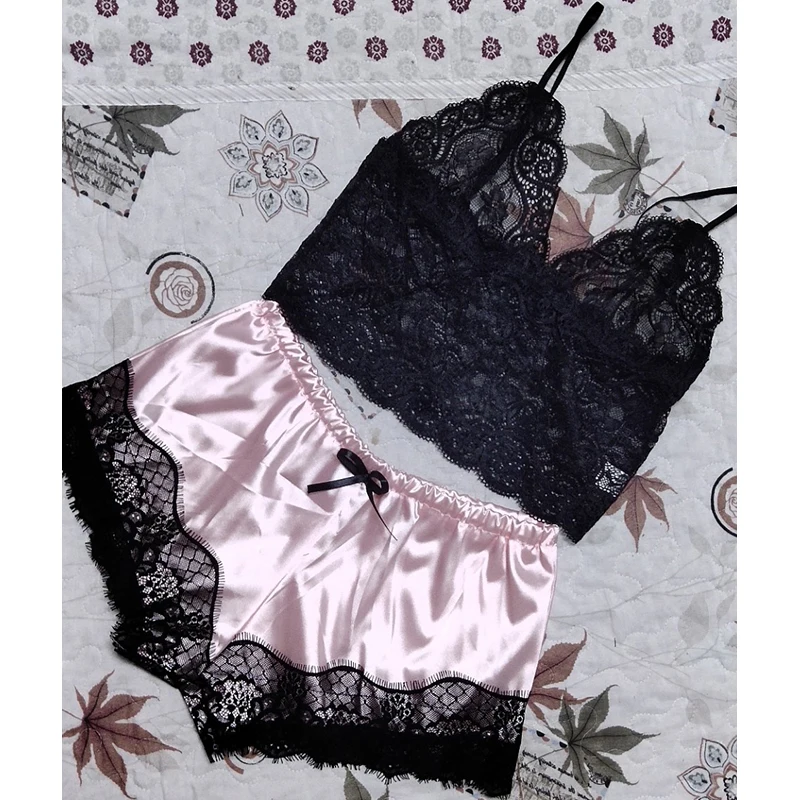 

Sexy Underwear Lace Split Three-Point Sexy Sling Perspective Pajamas Suit