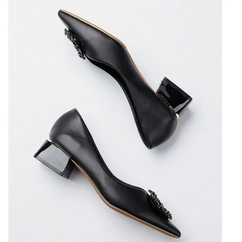 

New Women for Shoes Casual Elegant Pumps Mules Mid Heels Pointed Ladies Dress shoes OL Daily Shoes
