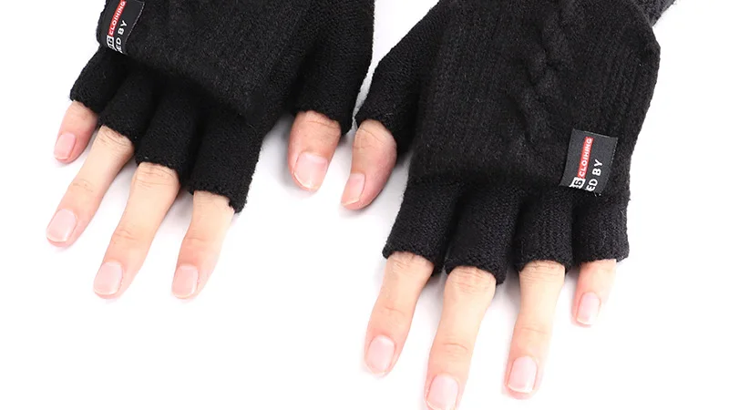Новые мужские и женские перчатки зимние теплые вязаные перчатки рукавицы на кнопках полпальца полный палец ярлык с буквами двойного назначения длинные перчатки