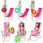 3 шт. = 1 Модный летний купальник-бикини + 1 спасательный круг в случайном порядке + 1 пляжное кресло аксессуары для куклы Барби