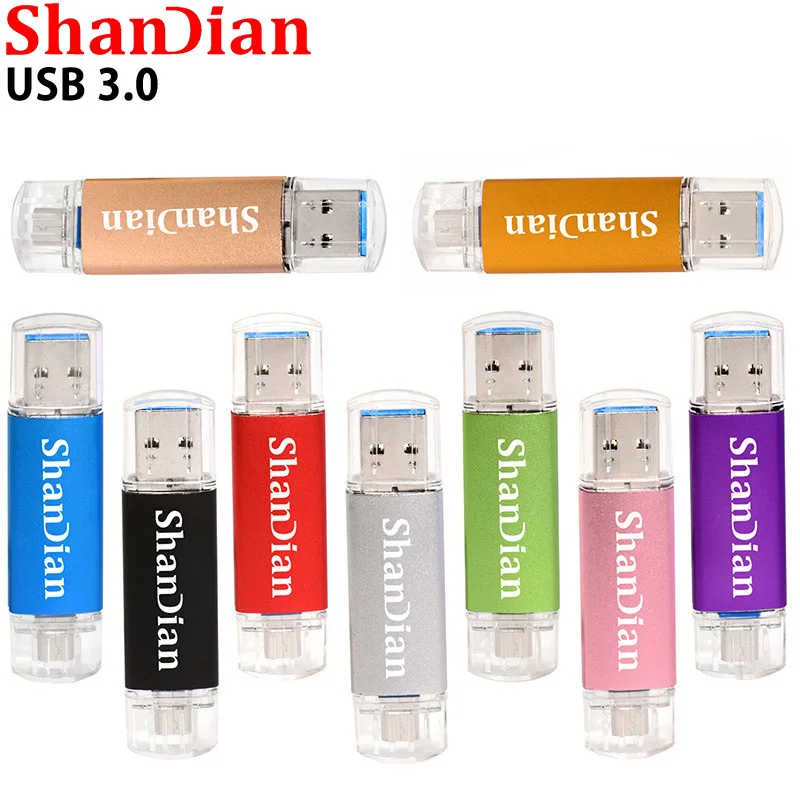 Флеш-накопитель SHANDIAN 100% OTG USB 3 0 4 ГБ 8 16 32 64 | Компьютеры и офис