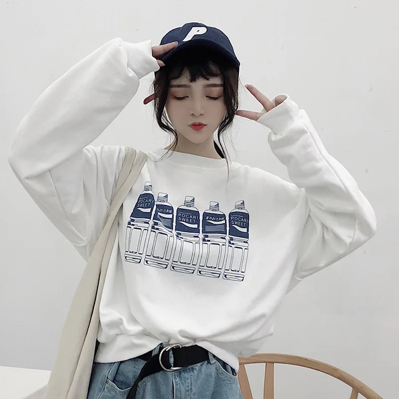 Женские толстовки с капюшоном sudadera mujer пуловеры круглым вырезом и принтом зимняя