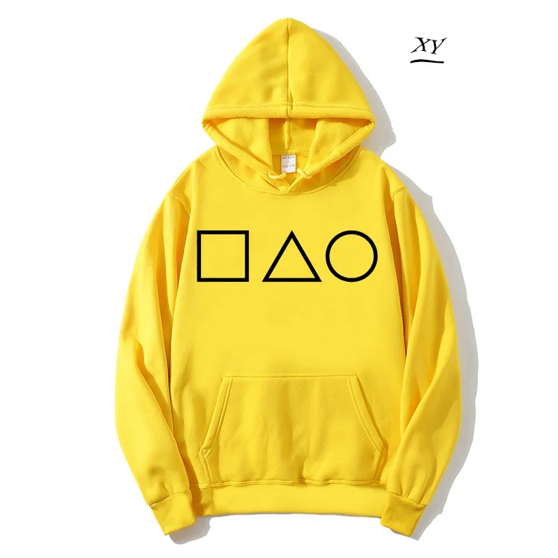 

2021 популярный корейский свитшот для ТВ-шоу мужские флисовые Теплые осенние толстовки с капюшоном с логотипом игры кальмар уличная одежда с ...