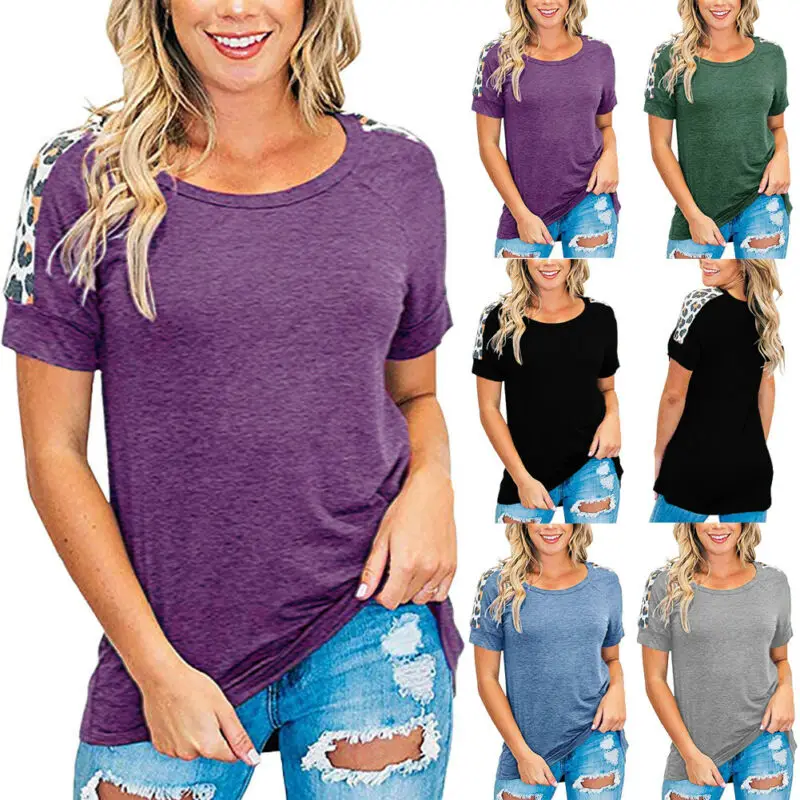 Модная Летняя женская футболка новинка Женская Базовая с коротким рукавом и