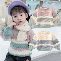 girls sweater babys coat outwear 2021 vintage thicken warm winter autumn knitting casual pullover top cotton childrens clothin