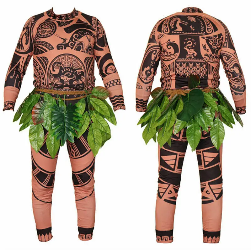 Футболка/брюки с татуировкой Moana Maui костюмы на Хэллоуин для взрослых мужчин и
