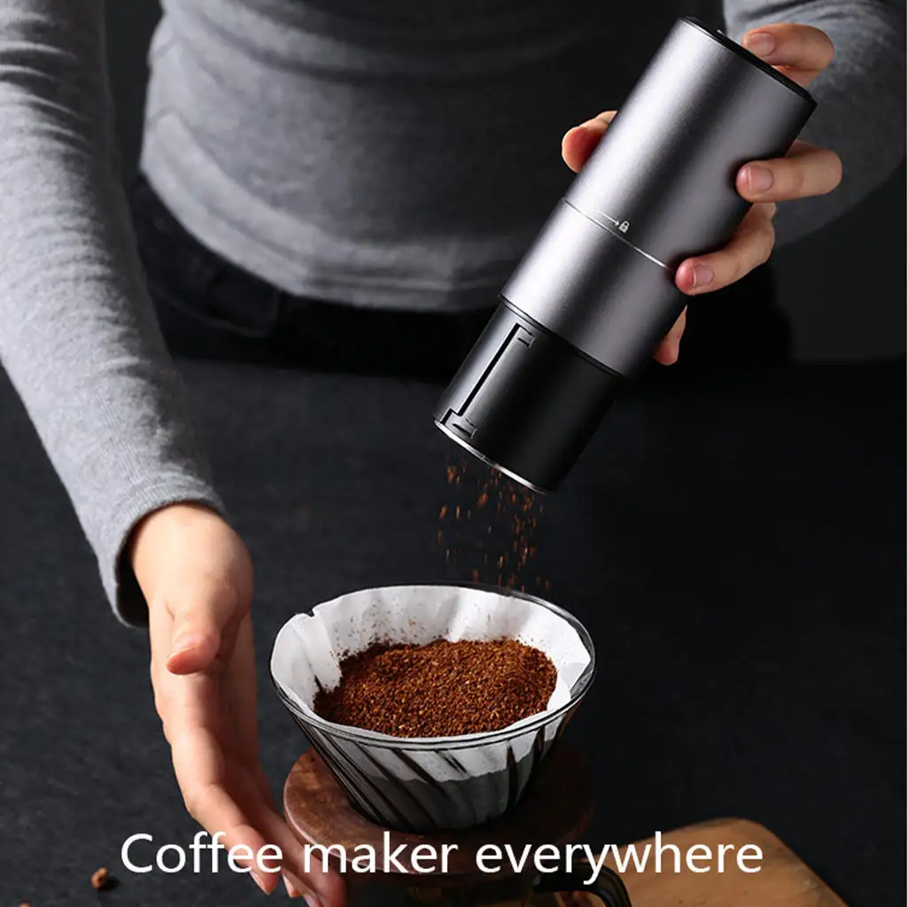 

USB Electric Coffee Grinder, Cordless Adjustable Machine Portable Rechargeable Automatic for Office Camping Seeds Spice Pepper