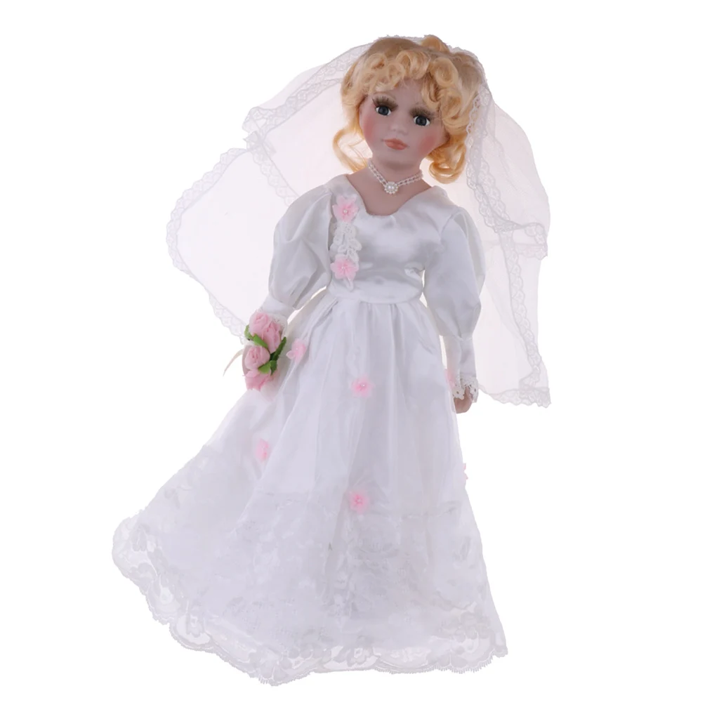 Элегантная Керамическая кукла невесты с деревянной подставкой для кукол из