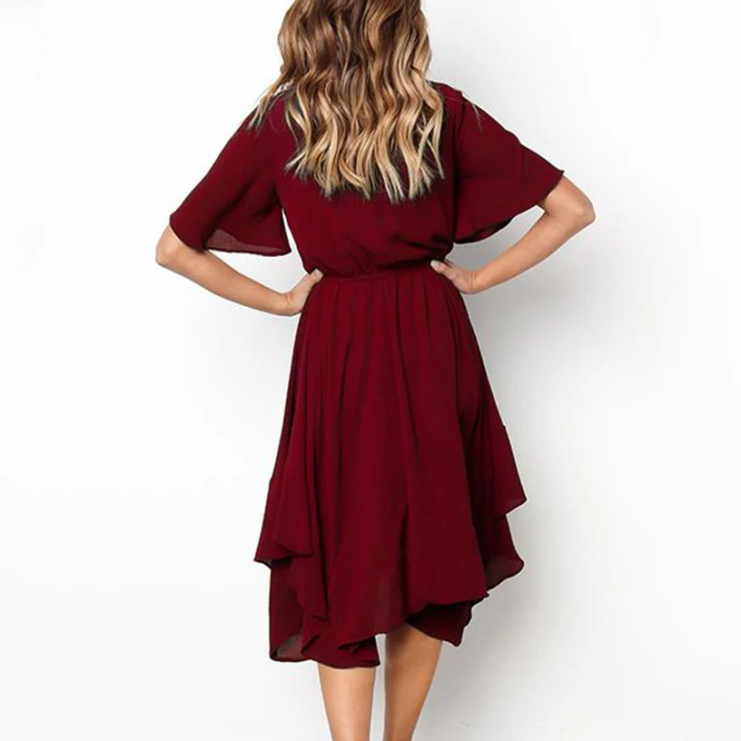 Пляжное платье трапециевидной формы с коротким рукавом и оборками Вечерние