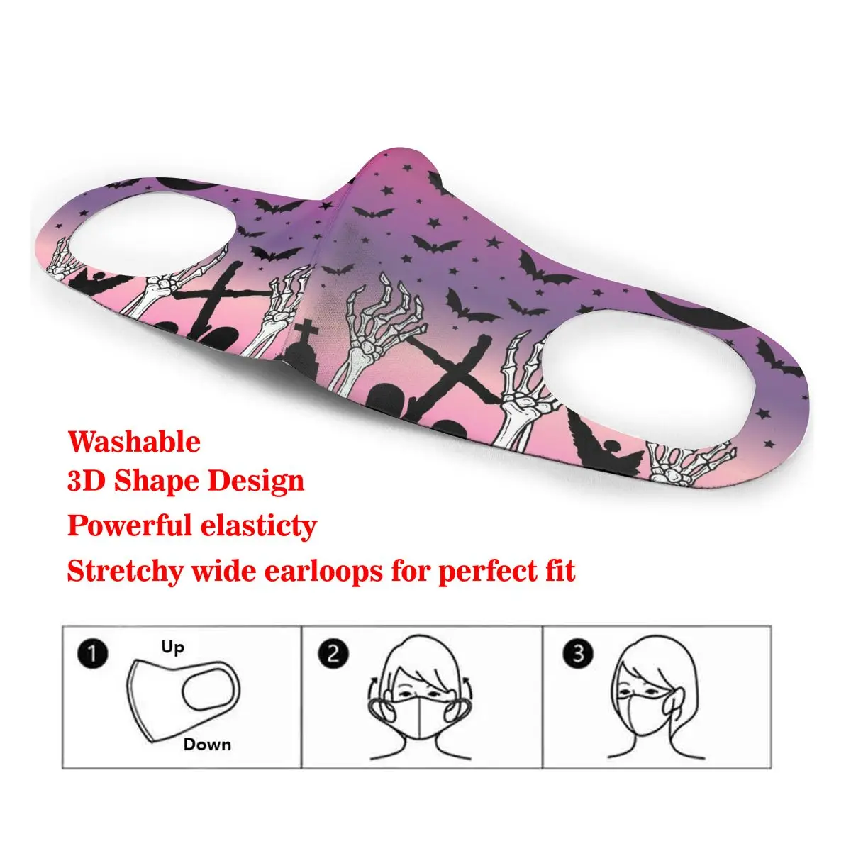 

Dust Mask Horrible Skeleton Fingers Mouth Face Cover Respirator for Adult Kid Washable Reusable Anti Pollution