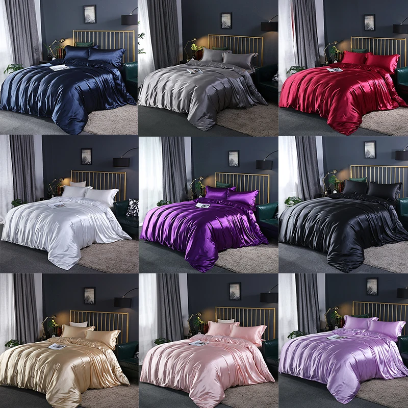 Сатиновое постельное белье для 2 человек евро королева искусство роскошный