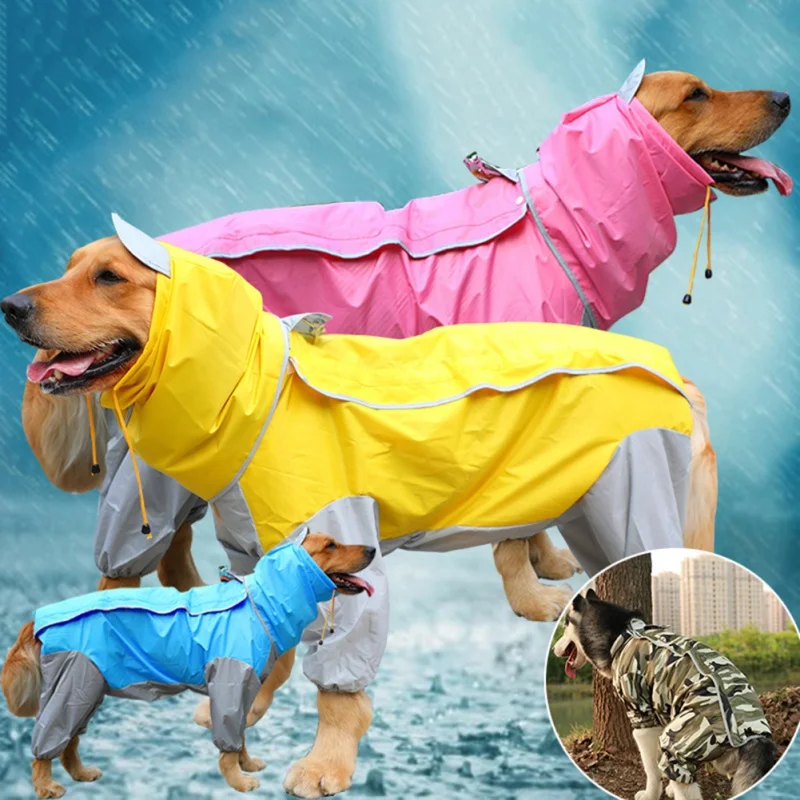 

Pet Dog Raincoats Reflective Small Large Dogs Rain Coat Waterproof Jacket Labrador Golden Retriever Clothes S-5XL