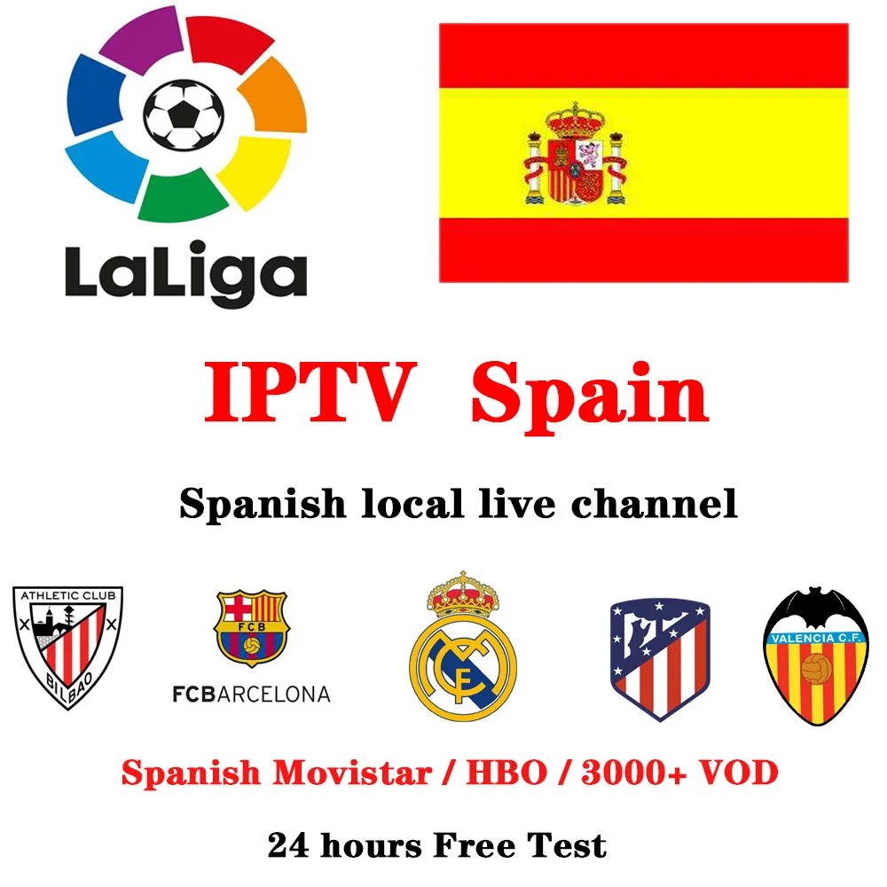 IP tv Испания M3U abonnement испанский Movistar HBO LaLiga футбол поддержка SSIP ТВ Smart BOX Android H96 Max VLC