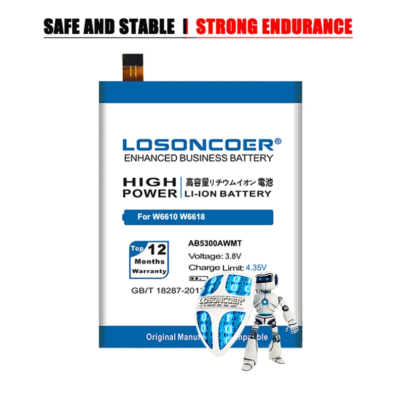 Аккумулятор LOSONCOER AB5300AWMT для PHILIPS W6610 W6618 6350 мАч|battery for|batteries batteries6 battery |