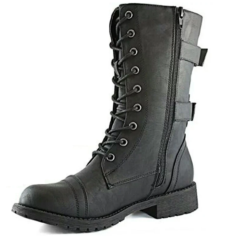 Ботинки женские на молнии военные боевые ботинки с карманами для кредитных карт